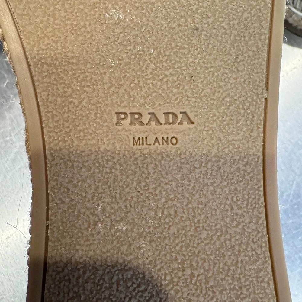 Prada Multicolor metallic Jacquard 20mm jute Espadrille size EU 35